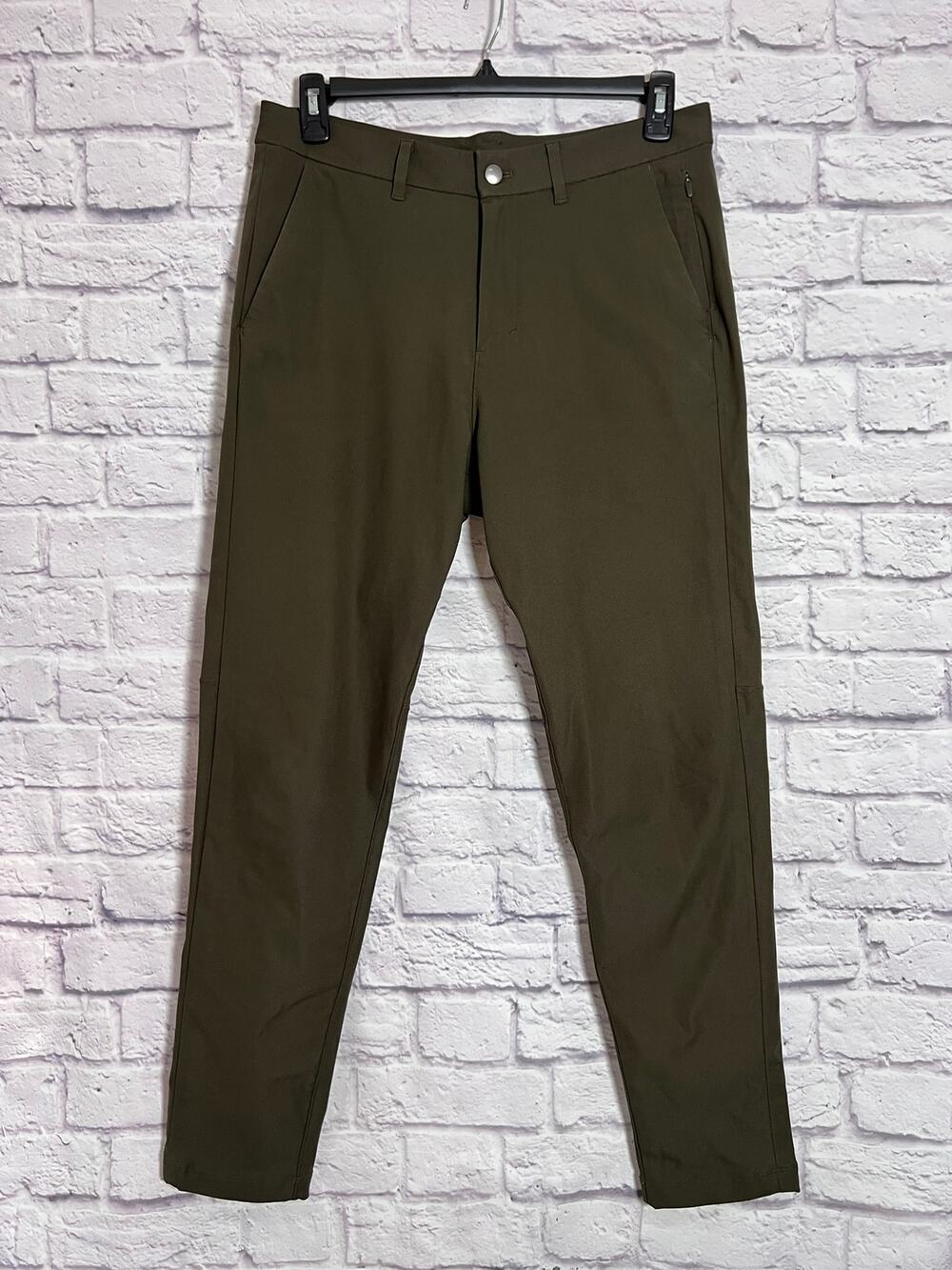 Lululemon Commission Pants MENS 32x31 Green Warpstreme Slim Straight Chino